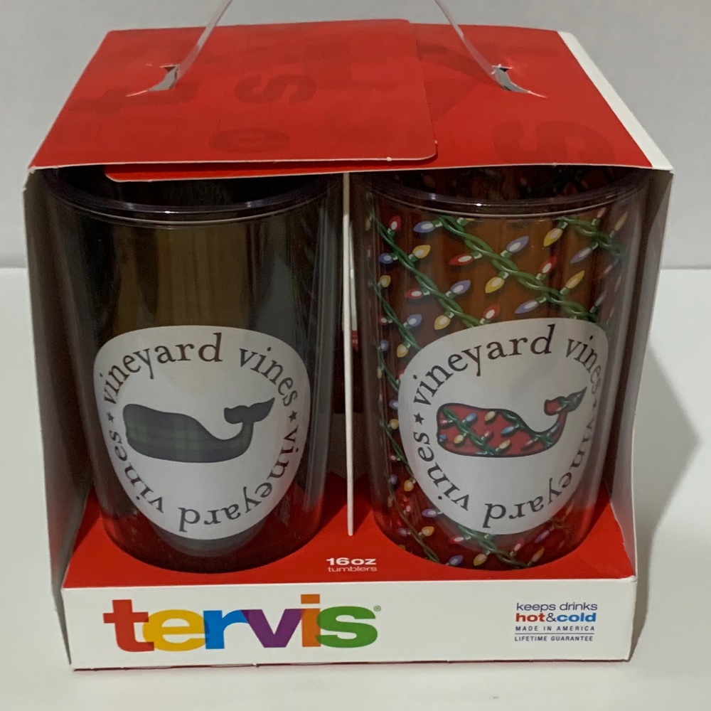 Vineyard Vines Tervis Tumblers 4 Set 16oz Holiday